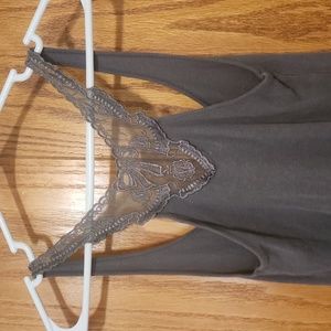 Anthropologie Eloise grey lace tank, sz - M